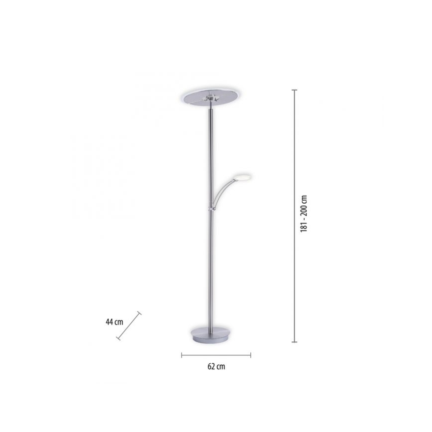 Paul Neuhaus 673-55 - LED Stmívatelná stojací lampa ARTUR 2xLED/21W/230V+1xLED/6W lesklý chrom