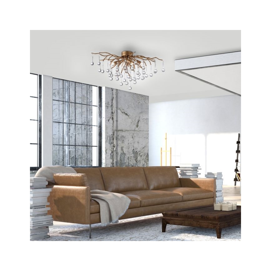 Paul Neuhaus 8090-11 - Přisazený lustr ICICLE 4xG9/40W/230V 30x60 cm mosaz