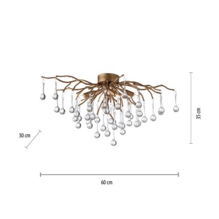 Paul Neuhaus 8090-11 - Přisazený lustr ICICLE 4xG9/40W/230V 30x60 cm mosaz