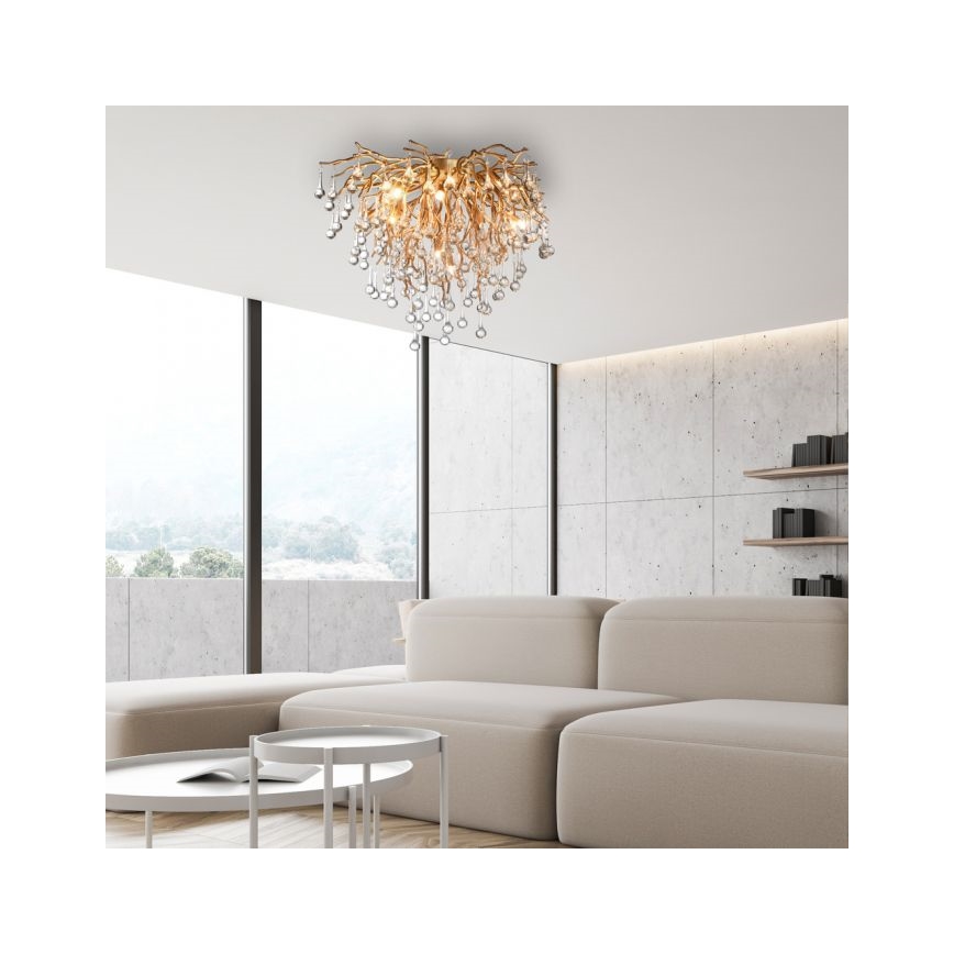 Paul Neuhaus 8091-11 - Přisazený lustr ICICLE 9xG9/40W/230V pr. 50 cm mosaz