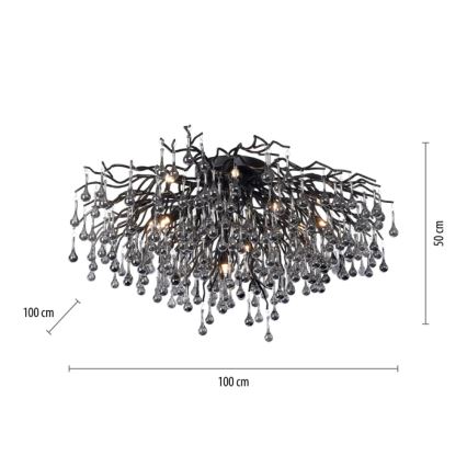 Paul Neuhaus 8092-18 - Přisazený lustr ICICLE 14xG9/40W/230V pr. 100 cm černá