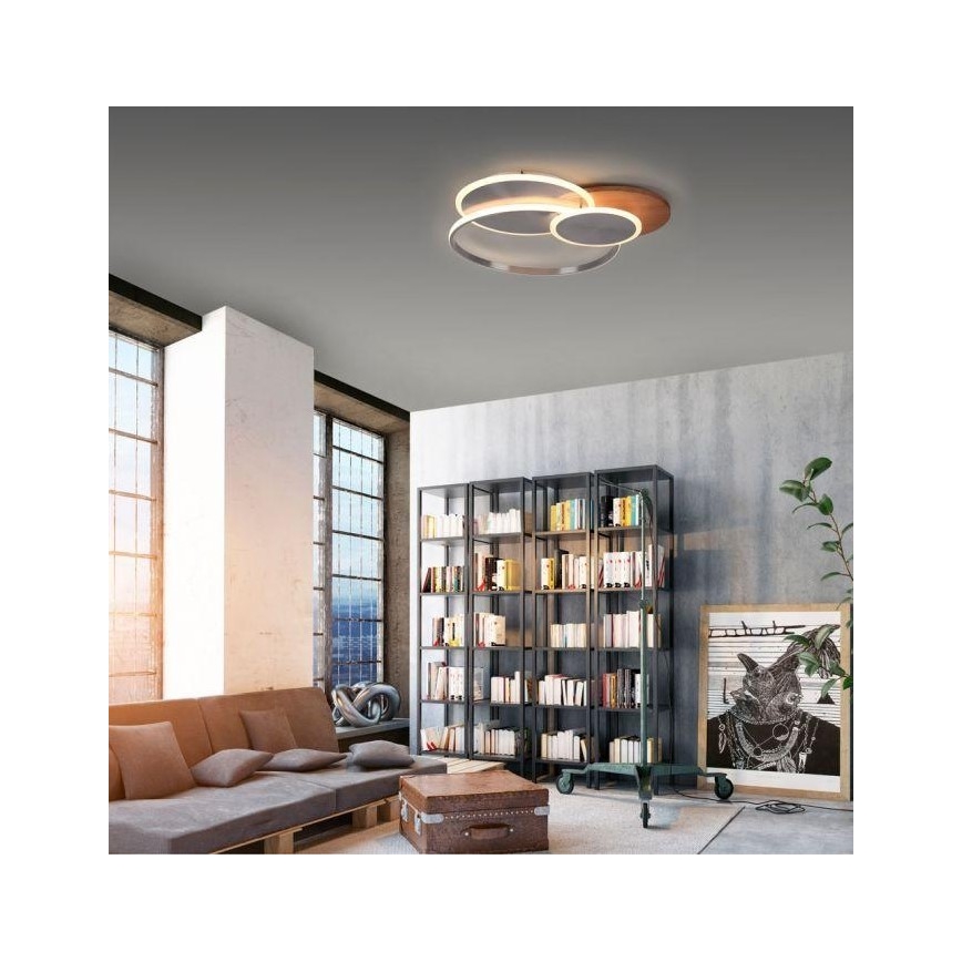 Paul Neuhaus 8328-79 - LED Stmívatelné stropní svítidlo PALMA LED/50W/230V 2700-5000K borovice + dálkové ovládání