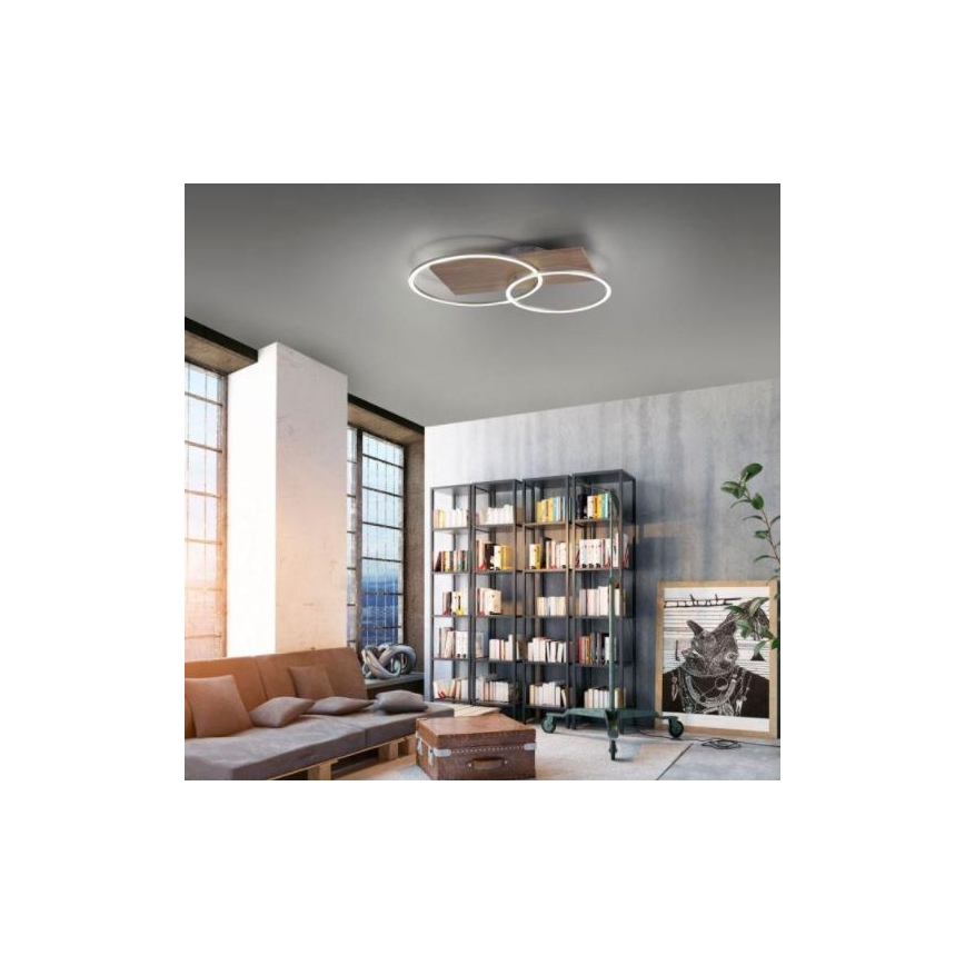 Paul Neuhaus 8329-79 - LED Stmívatelný přisazený lustr PALMA LED/26W/230V 2700-5000K borovice + dálkové ovládání