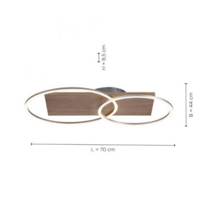 Paul Neuhaus 8329-79 - LED Stmívatelný přisazený lustr PALMA LED/26W/230V 2700-5000K borovice + dálkové ovládání