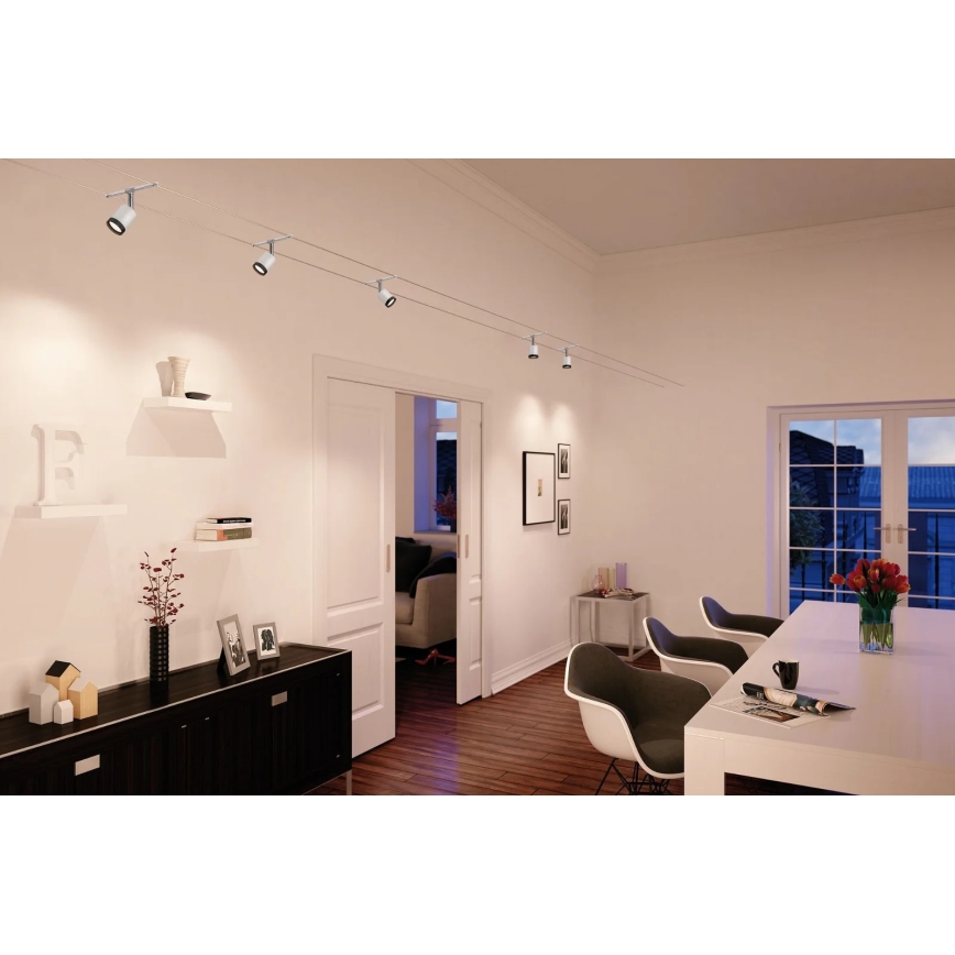 Paulmann 3981 - SADA 5xLED/4W Kompletní lankový systém TUBE 230V matný chrom/černá