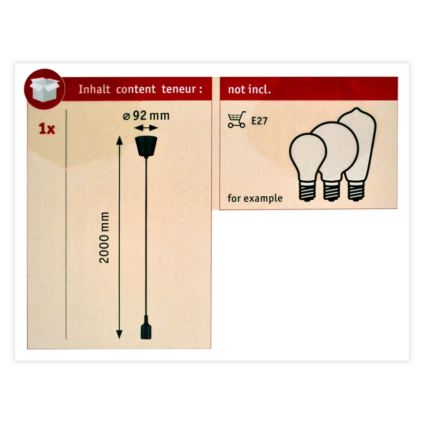 Paulmann 50346 - Napájecí kabel NEORDIC 1xE27/20W/230V IP44