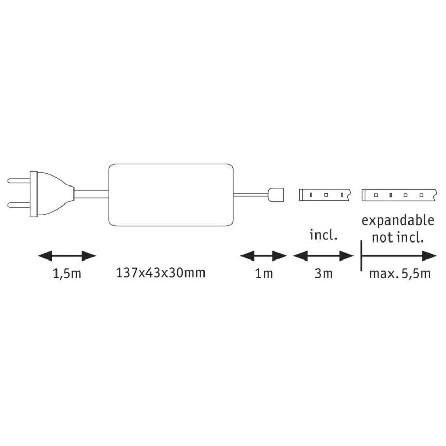 Paulmann 70666 - LED/20W IP44 Stmívatelný koupelnový pásek MAXLED 3 m 2700K 230V