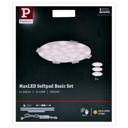 Paulmann 70711 - SADA 3xLED/2,8W Osvětlení nábytku se senzorem SOFTPAD 230V 2700K