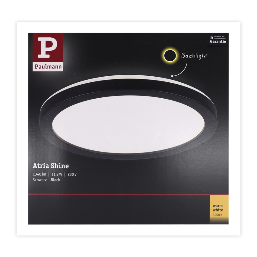 Paulmann 70997 - LED/11,2W Přisazený panel ATRIA 230V 3000K pr. 19 cm černá