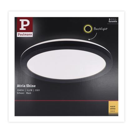 Paulmann 70997 - LED/11,2W Přisazený panel ATRIA 230V 3000K pr. 19 cm černá