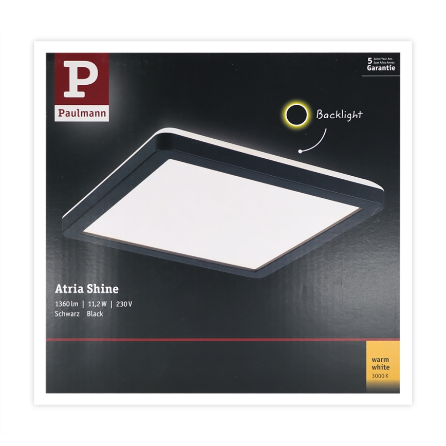 Paulmann 71000 - LED/11,2W Přisazený panel ATRIA 230V 3000K 19x19 cm černá