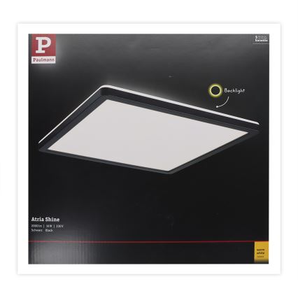 Paulmann 71001 - LED/16W Přisazený panel ATRIA 230V 3000K 29,3x29,3 cm černá