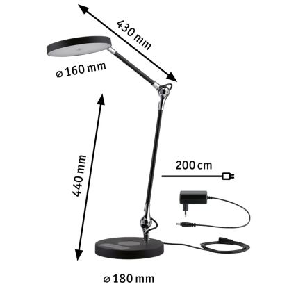 Paulmann 78010 - LED/11W Stmívatelná dotyková stolní lampa NUMIS 230V 2700/4000/6500K černá