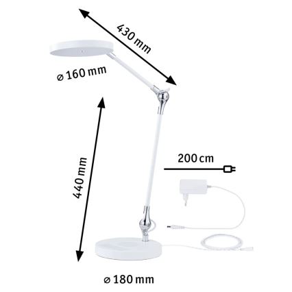 Paulmann 78011 - LED/11W Stmívatelná dotyková stolní lampa NUMIS 230V 2700/4000/6500K bílá