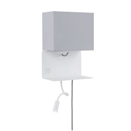 Paulmann 78913 - LED/2,5W + 1xE27/40W Nástěnné svítidlo s poličkou a USB MERANI 230V bílá