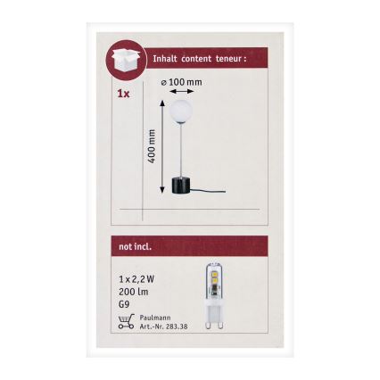 Paulmann 79688 - 1xG9/10W Stolní lampa NEORDIC MOA 230V