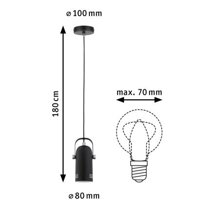 Paulmann 79766 - LED RGBW 1xE27/15W Lustr na lanku LAVEA 230V černá