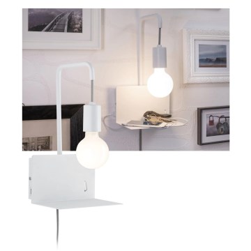 Paulmann 79812 - 1xE27/40W Nástěnné svítidlo s poličkou a USB CALVANI 230V bílá