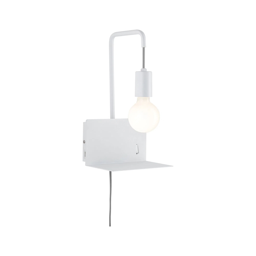 Paulmann 79812 - 1xE27/40W Nástěnné svítidlo s poličkou a USB CALVANI 230V bílá