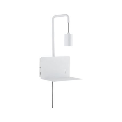 Paulmann 79812 - 1xE27/40W Nástěnné svítidlo s poličkou a USB CALVANI 230V bílá