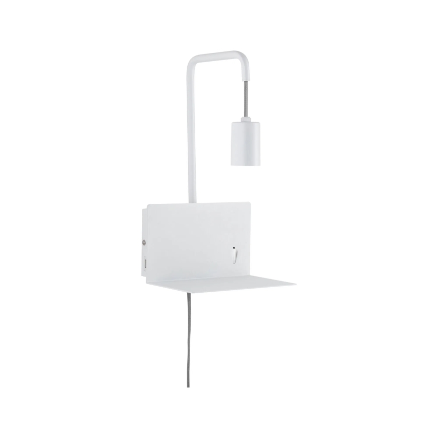 Paulmann 79812 - 1xE27/40W Nástěnné svítidlo s poličkou a USB CALVANI 230V bílá