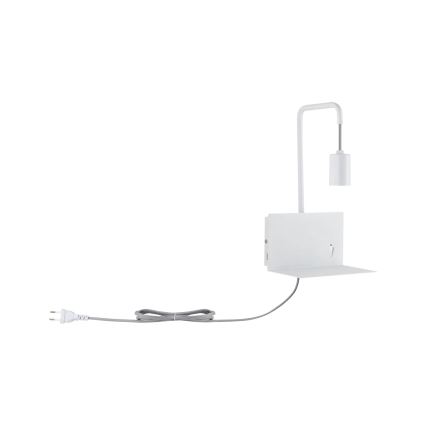 Paulmann 79812 - 1xE27/40W Nástěnné svítidlo s poličkou a USB CALVANI 230V bílá