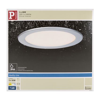 Paulmann 92075 - LED/18W IP44 Koupelnové podhledové svítidlo QUALITY LINE 230V