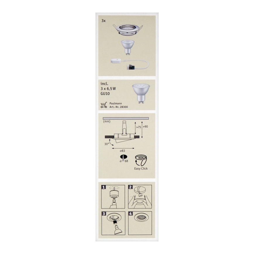 Paulmann 92102 - SADA 3xLED-GU10/6,5W Podhledové svítidlo 230V