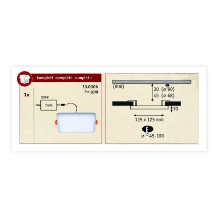 Paulmann 92397 - LED/8,5W IP44 Koupelnové podhledové svítidlo VARIFIT 230V