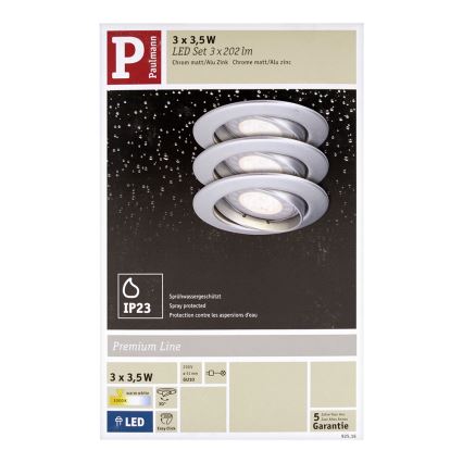 Paulmann 92516 - SADA 3xLED-GU10/3,5W Koupelnové podhledové svítidlo PREMIUM LINE 230V