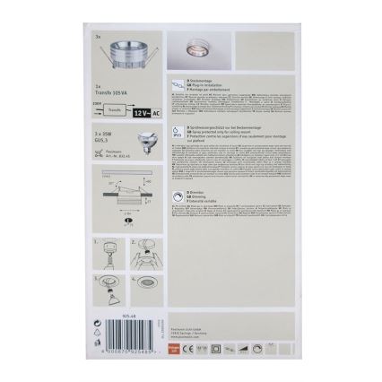 Paulmann 92548 - SADA 3x Koupelnové podhledové svítidlo PREMIUM LINE 3xGU5,3/35W/230V/12V