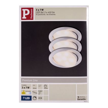 Paulmann 92673 - SADA 3xLED/7W Stmívatelné podhledové svítidlo PREMIUM 3xLED/7W/230V/350m