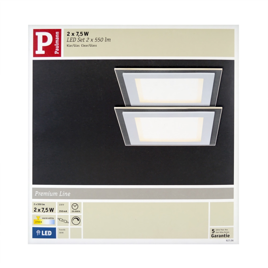 Paulmann 92706 - SADA 2xLED/7,5W Stmívatelné podhledové svítidlo DECODICE 230V