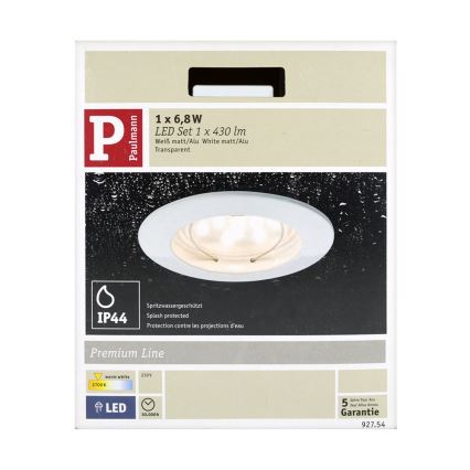 Paulmann 92754 - LED/6,8W IP44 Koupelnové podhledové svítidlo COIN 230V