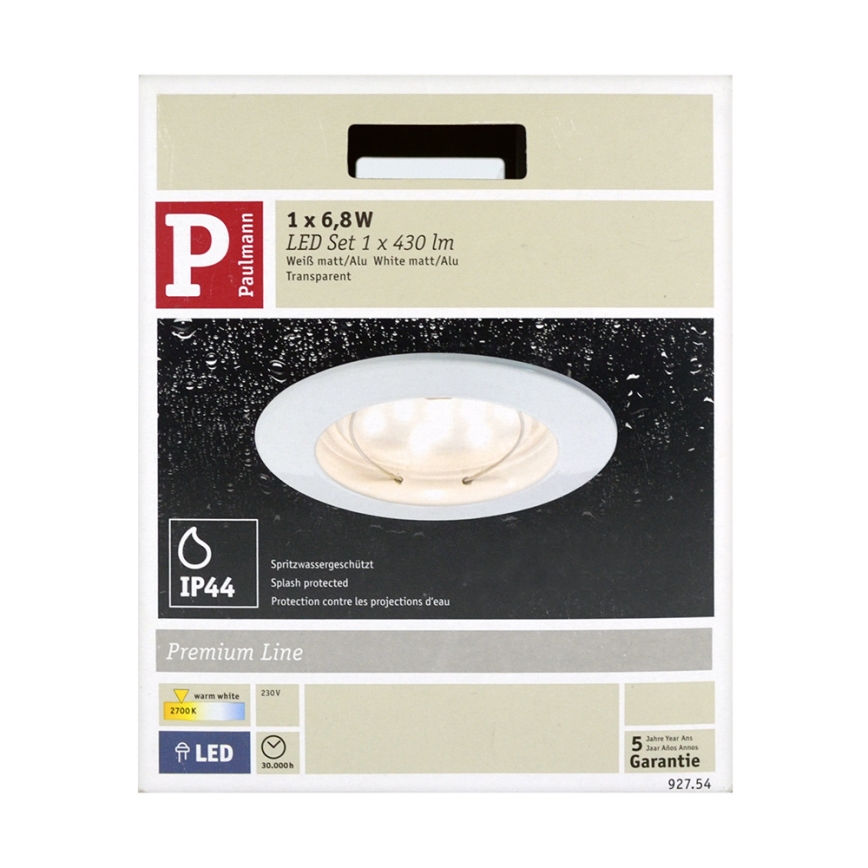 Paulmann 92754 - LED/6,8W IP44 Koupelnové podhledové svítidlo COIN 230V