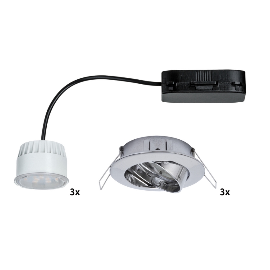 Paulmann 92770 - SADA 3x LED Koupelnové podhledové svítidlo COIN 3xLED/6,8W/230V matný chrom
