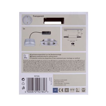 Paulmann 92784 - LED Koupelnové stmívatelné podhledové svítidlo LED/14W/230V IP44