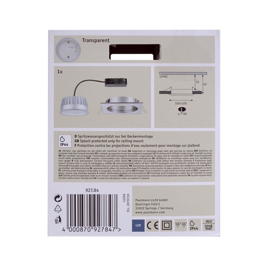 Paulmann 92784 - LED Koupelnové stmívatelné podhledové svítidlo LED/14W/230V IP44