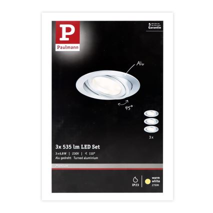 Paulmann 92797 - SADA 3xLED/6,8W IP23 Koupelnové podhledové svítidlo COIN 230V