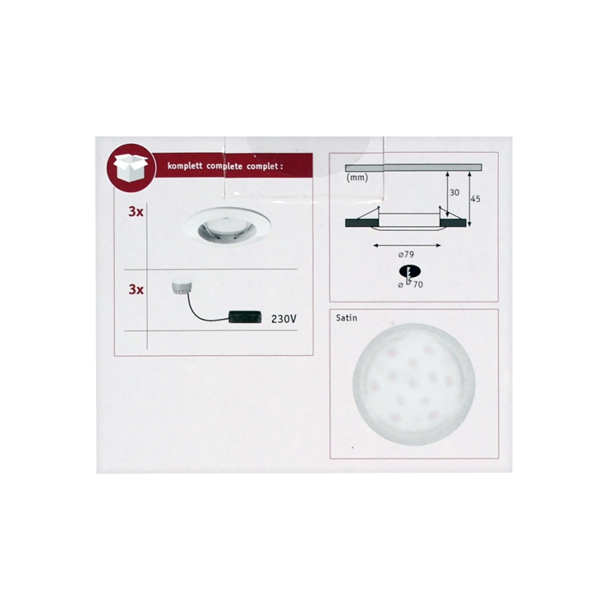 Paulmann 92823 - SADA 3xLED/7W IP44 Stmívatelné koupelnové podhledové svítidlo COIN 230V