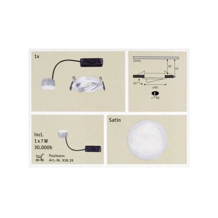 Paulmann 92832 - LED/7W Koupelnové podhledové svítidlo COIN 230V