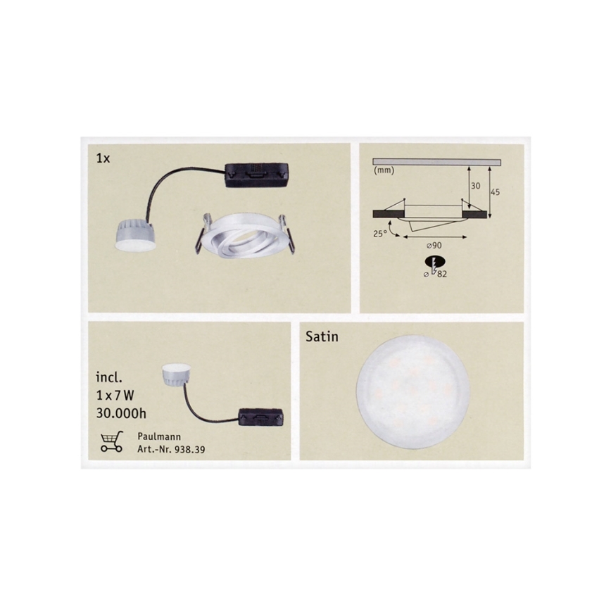Paulmann 92832 - LED/7W Koupelnové podhledové svítidlo COIN 230V