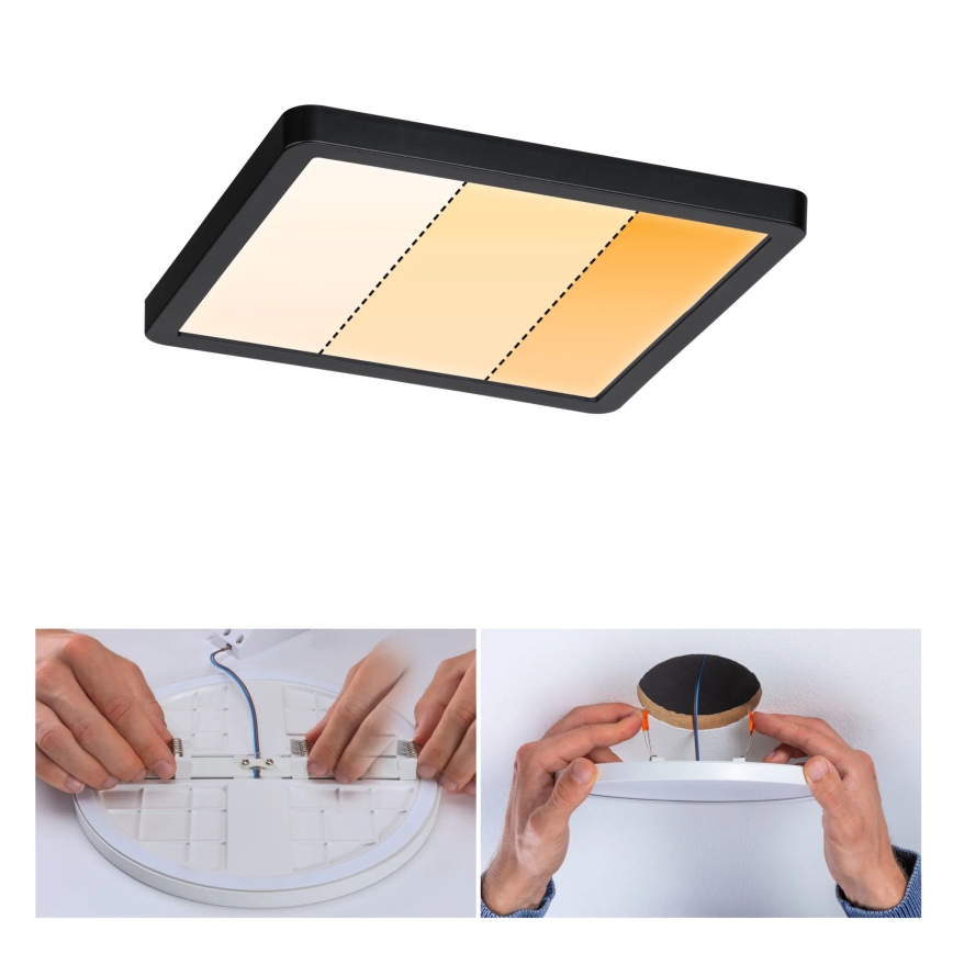 Paulmann 93101 - LED/13W IP44 Koupelnové podhledové svítidlo AREO 230V 2000/3000/4000K 17,5x17,5 cm černá