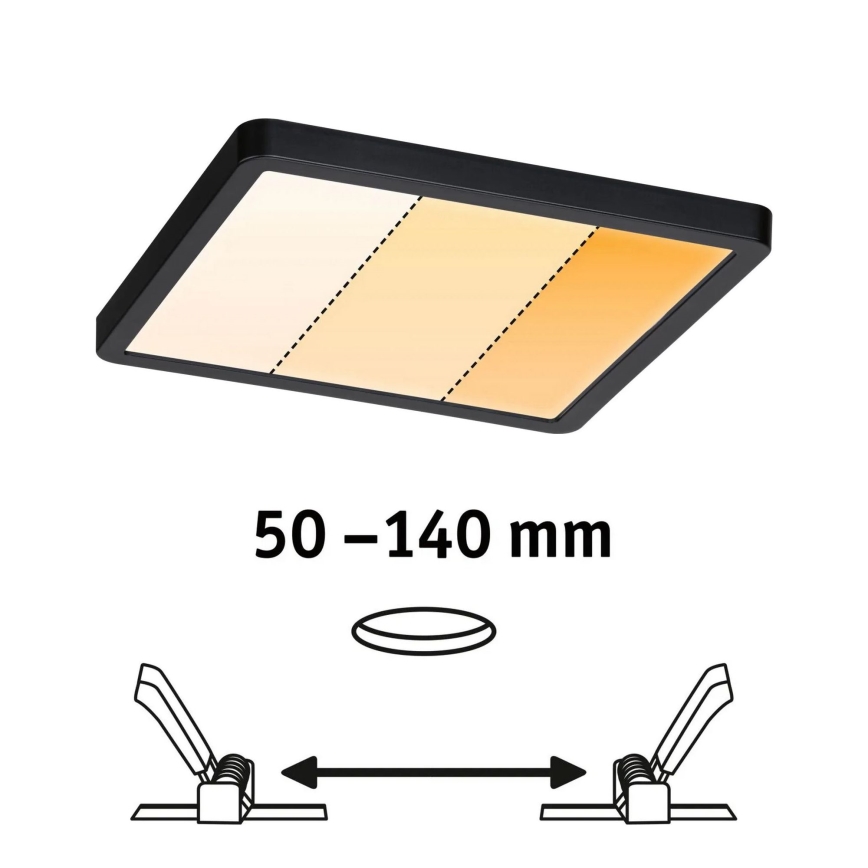 Paulmann 93101 - LED/13W IP44 Koupelnové podhledové svítidlo AREO 230V 2000/3000/4000K 17,5x17,5 cm černá