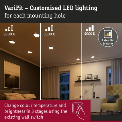 Paulmann 93102 - LED/16W IP44 Koupelnové podhledové svítidlo AREO 230V 2000/3000/4000K pr. 23 cm černá