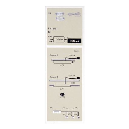 Paulmann 93546 - SADA 3xLED/3W Stropní svítidlo PLANE 230V