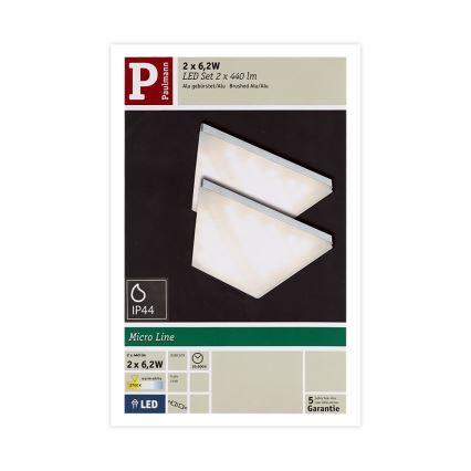 Paulmann 93584 - SADA 2xLED/6,2W IP44 Osvětlení nábytku KITE 230V