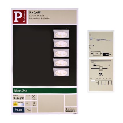 Paulmann 93587 - SADA 5x LED Podhledové svítidlo 5xLED/0,4W/12V/230V 2700K