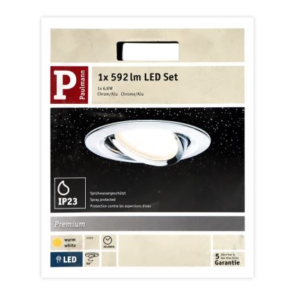 Paulmann 93867 - 1xLED/6,8W IP23 Koupelnové podhledové svítidlo COIN 230V