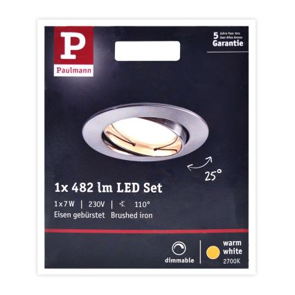 Paulmann 93963 - LED/7W IP23 Koupelnové stmívatelné podhledové svítidlo COIN 230V